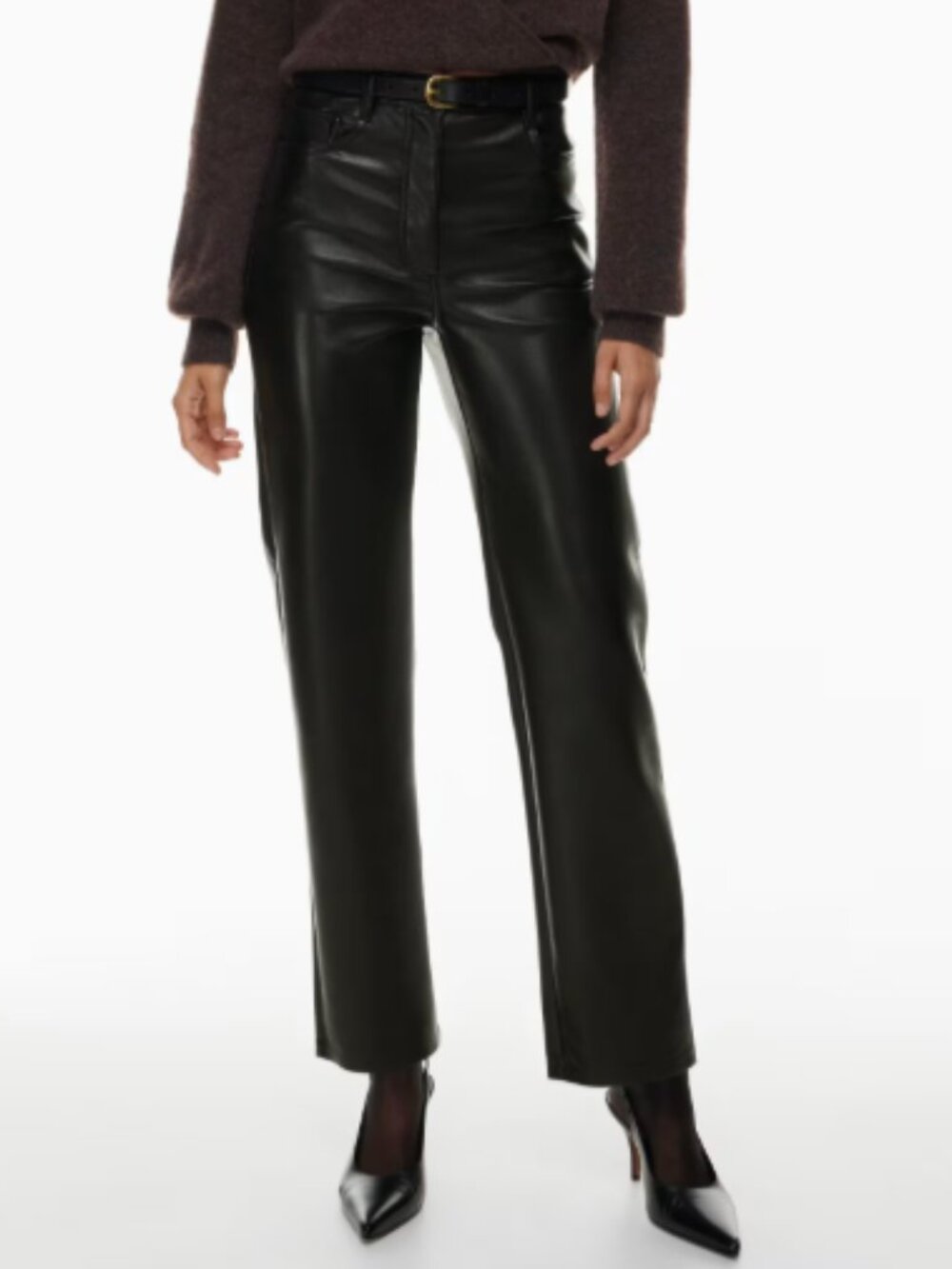 Wilfred Aritzia The Melina™ Black Vegan Leather High Rise Straight Leg Pants 2